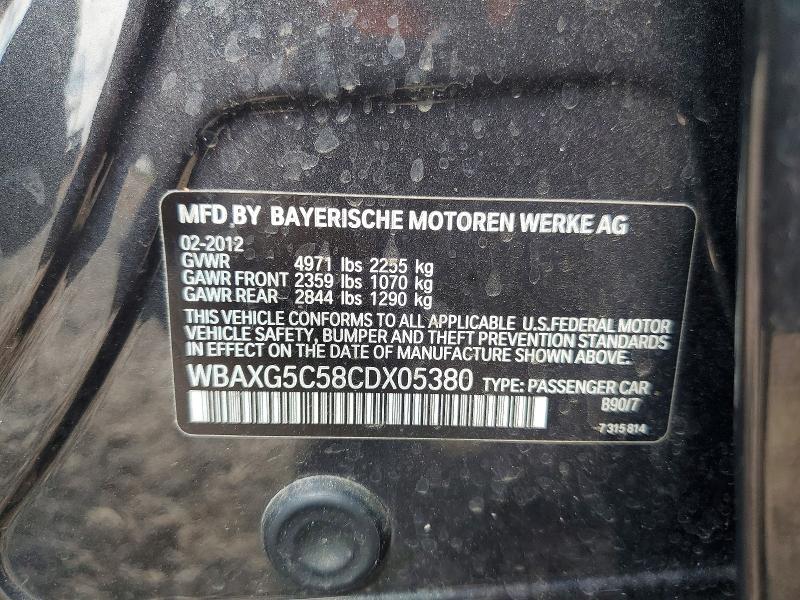 2012 Bmw 528 მანქანა იყიდება აუქციონზე, vin: WBAXG5C58CDX05380, აუქციონის ნომერი: 63917976