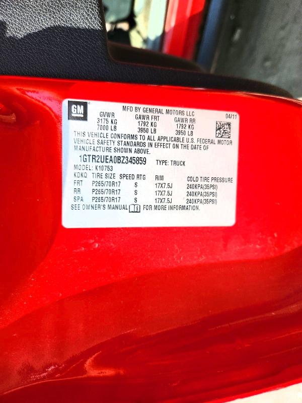 Aukcja sprzedaży 2011 Gmc Sierra, vin: 1GTR2UEA0BZ345859, numer aukcji: 62401956