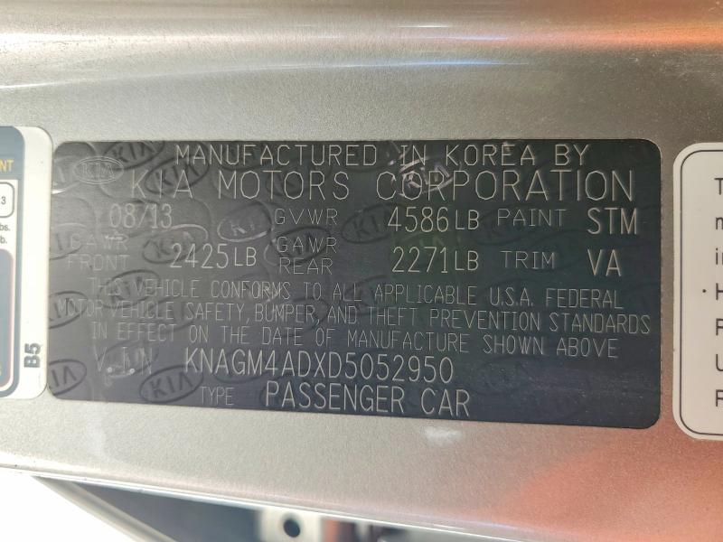 Продаж на аукціоні авто 2013 Kia Optima, vin: KNAGM4ADXD5052950, номер лоту: 63206546