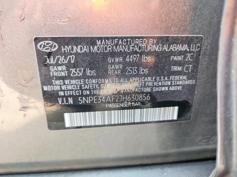 2018 Hyundai Sonata მანქანა იყიდება აუქციონზე, vin: 5NPE34AF2JH630856, აუქციონის ნომერი: 66191436