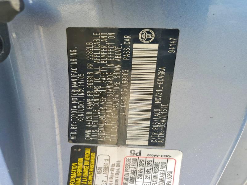 2006 Toyota Camry Solara მანქანა იყიდება აუქციონზე, vin: 4T1CA30P76U089863, აუქციონის ნომერი: 64852776
