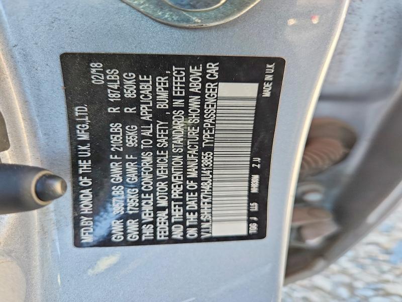 66361906 :رقم المزاد ، SHHFK7H48JU413855 vin ، 2018 Honda Civic مزاد بيع