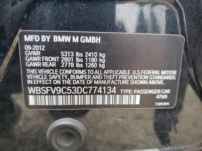 Продаж на аукціоні авто 2013 Bmw M5, vin: WBSFV9C53DC774134, номер лоту: 66120886