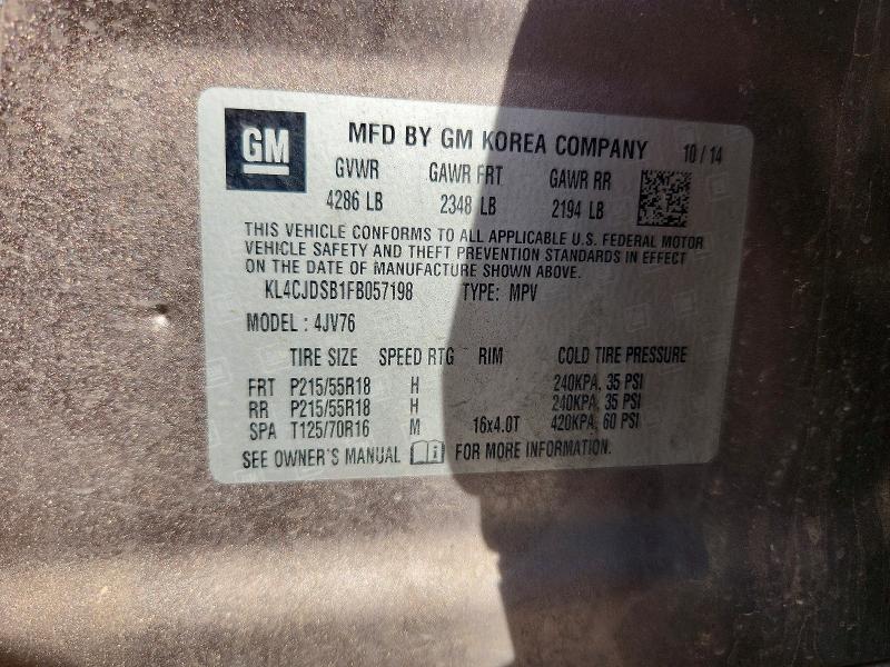 66922206 :رقم المزاد ، KL4CJDSB1FB057198 vin ، 2015 Buick Encore مزاد بيع