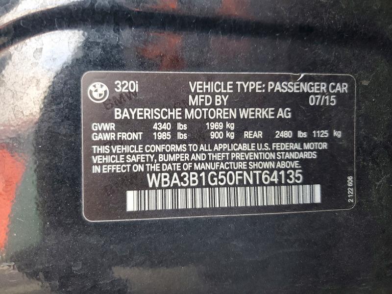 65883456 :رقم المزاد ، WBA3B1G50FNT64135 vin ، 2015 Bmw 320 مزاد بيع