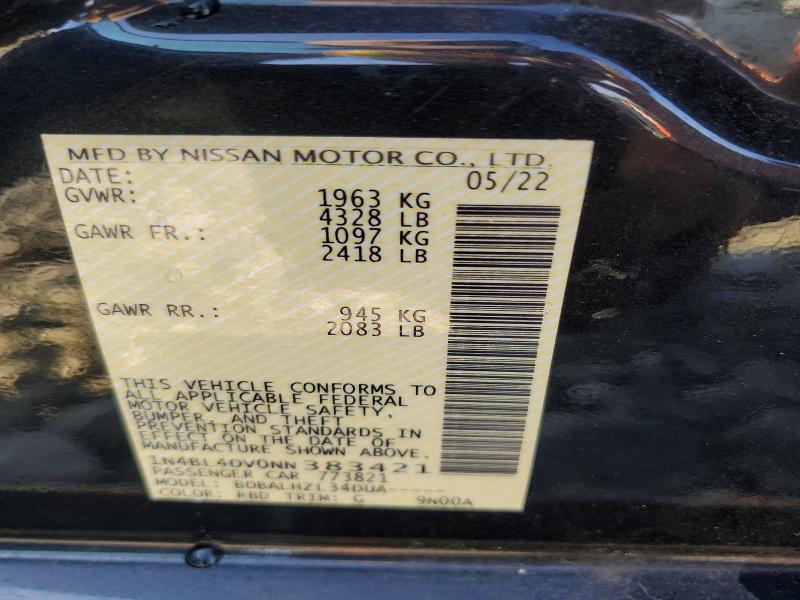 66351606 :رقم المزاد ، 1N4BL4DV0NN383421 vin ، 2022 Nissan Altima مزاد بيع