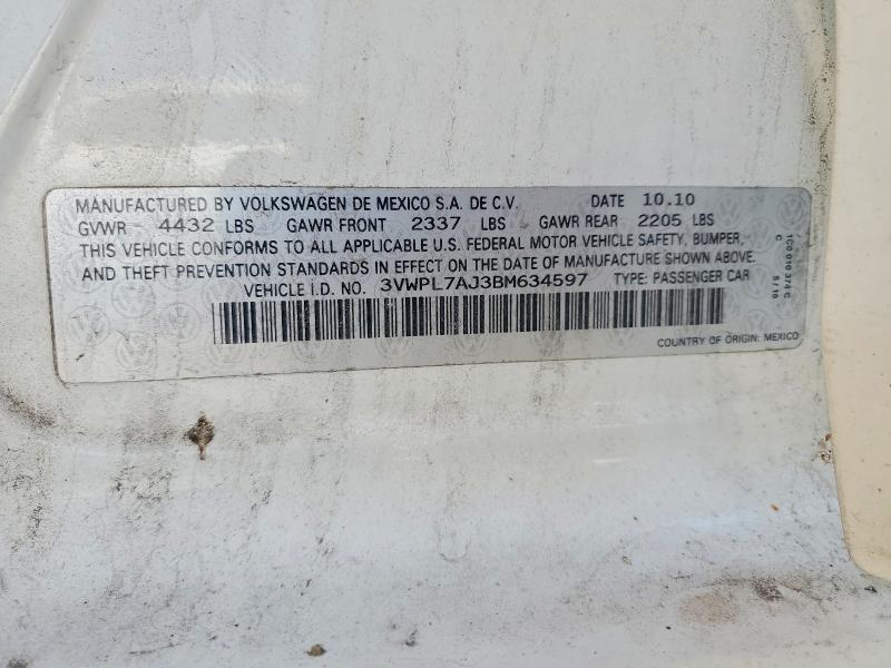 Aukcja sprzedaży 2011 Volkswagen Jetta, vin: 3VWPL7AJ3BM634597, numer aukcji: 67038596