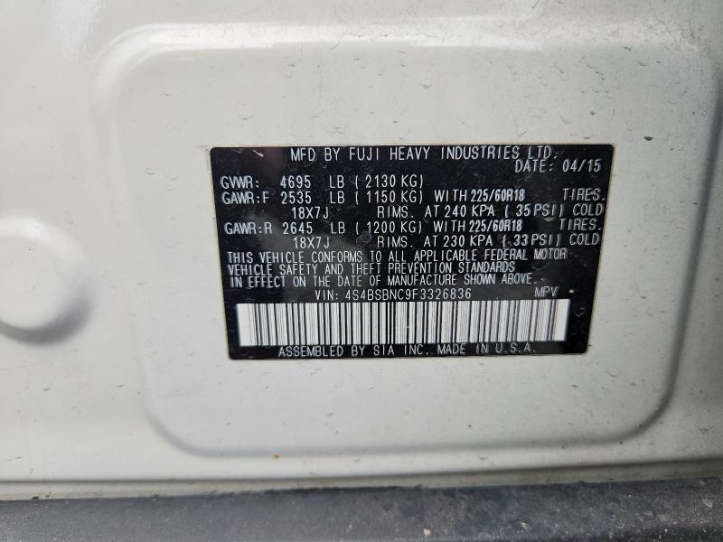 64561446 :رقم المزاد ، 4S4BSBNC9F3326836 vin ، 2015 Subaru Outback مزاد بيع