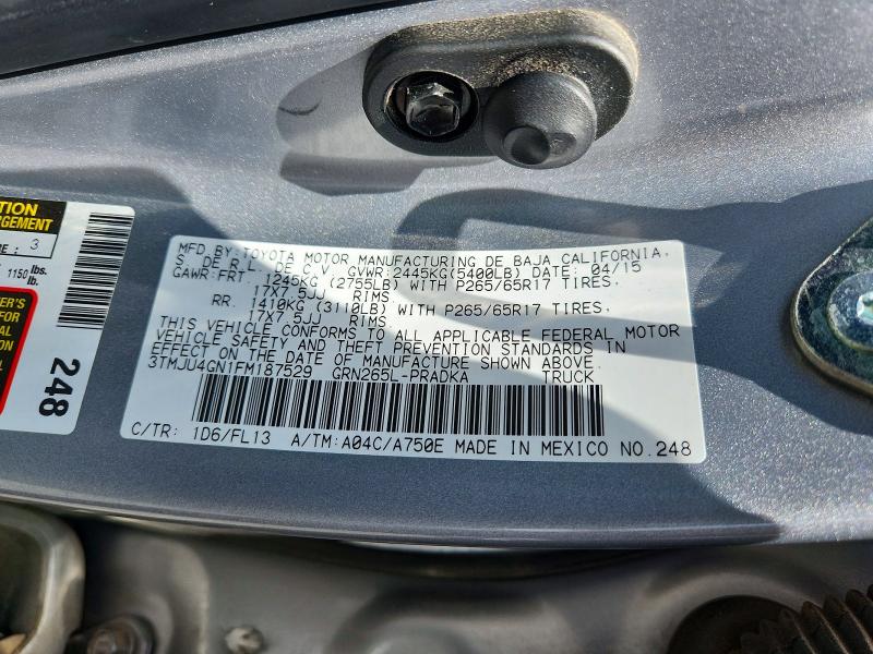 Продажа на аукционе авто 2015 Toyota Tacoma, vin: 3TMJU4GN1FM187529, номер лота: 63445236