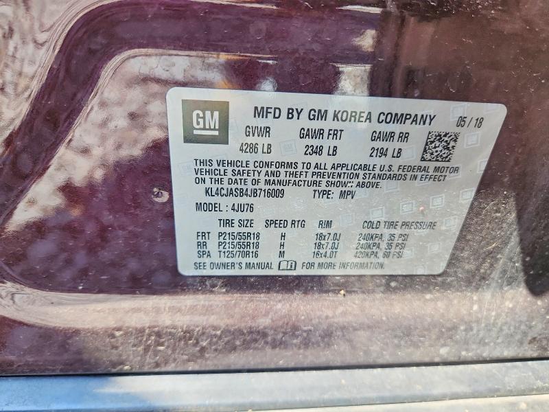 66412026 :رقم المزاد ، KL4CJASB4JB716009 vin ، 2018 Buick Encore مزاد بيع
