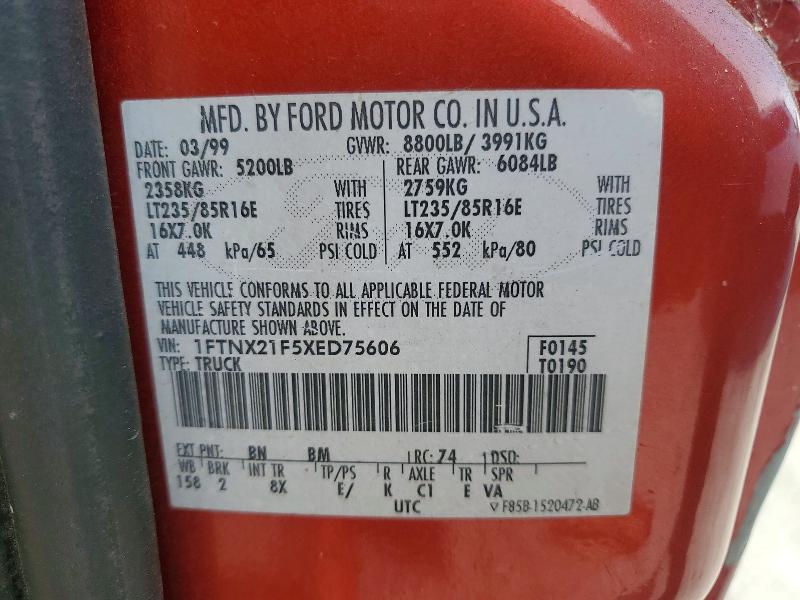 Aukcja sprzedaży 1999 Ford F250, vin: 1FTNX21F5XED75606, numer aukcji: 65049406