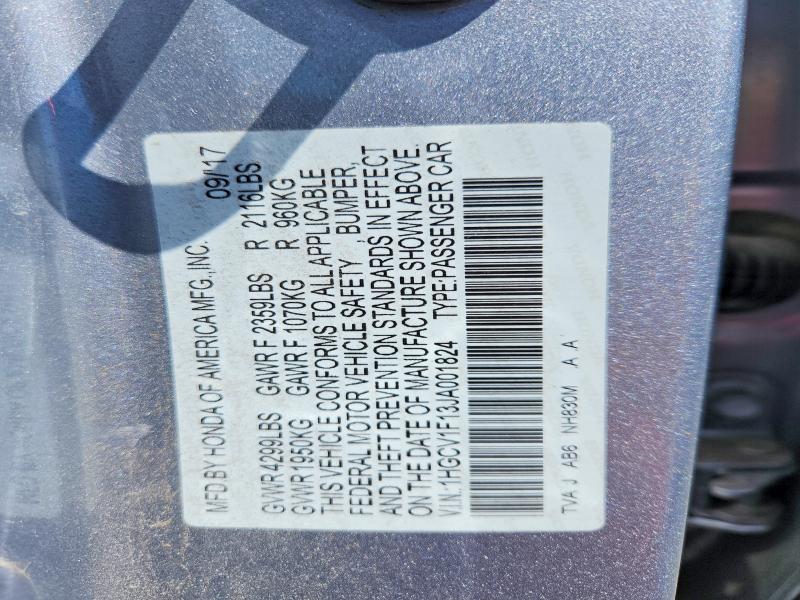 Aukcja sprzedaży 2018 Honda Accord, vin: 1HGCV1F13JA001824, numer aukcji: 64135636