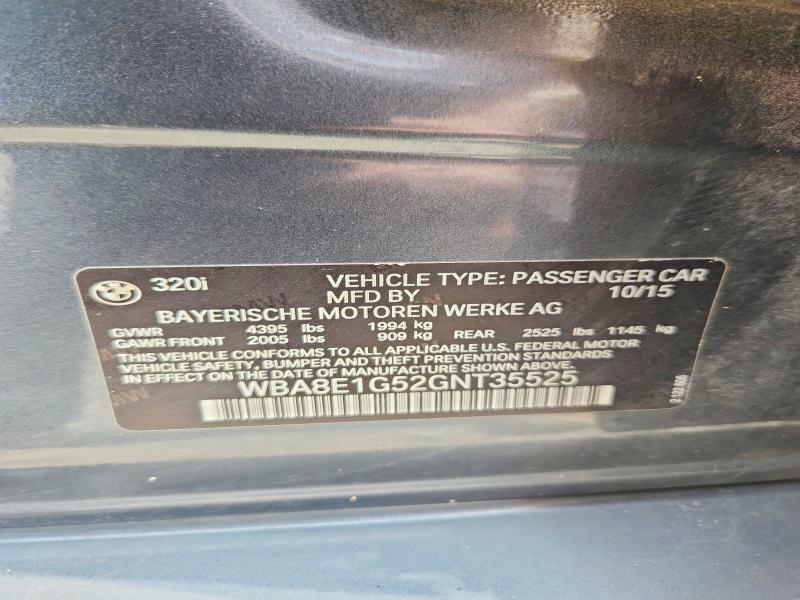 Aukcja sprzedaży 2016 Bmw 320, vin: WBA8E1G52GNT35525, numer aukcji: 64948876