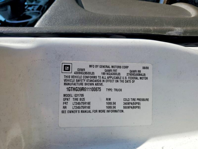 66504066 :رقم المزاد ، 1GTHG39R611100875 vin ، 2001 Gmc Savana مزاد بيع