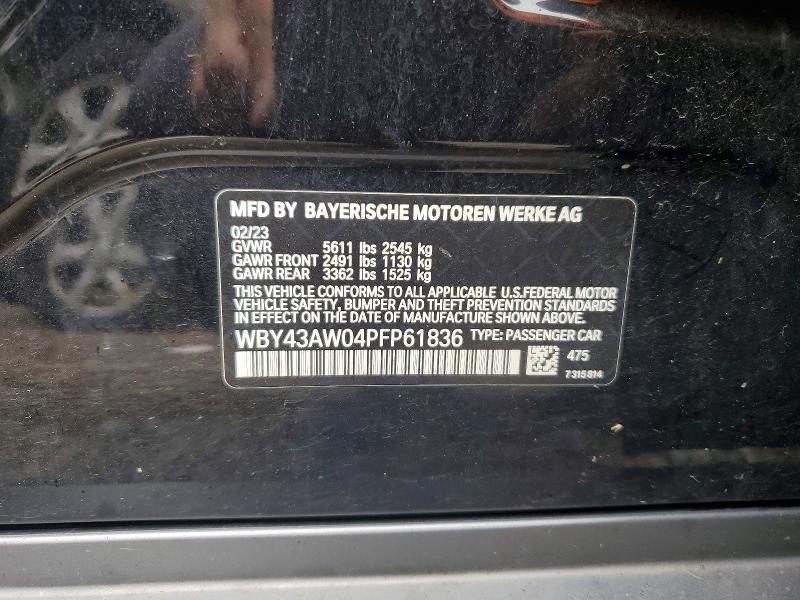 2023 Bmw I4 მანქანა იყიდება აუქციონზე, vin: WBY43AW04PFP61836, აუქციონის ნომერი: 62842816