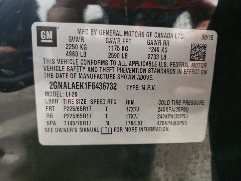 Продажа на аукционе авто 2015 Chevrolet Equinox, vin: 2GNALAEK1F6436732, номер лота: 65852566