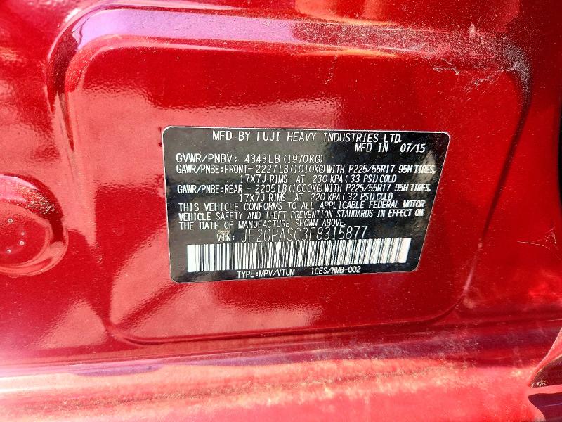 Продажа на аукционе авто 2015 Subaru Xv Crosstrek, vin: JF2GPASC3F8315877, номер лота: 64246026