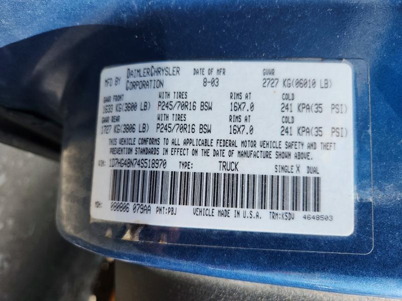 Продажа на аукционе авто 2004 Dodge Dakota, vin: 1D7HG48N74S518970, номер лота: 66040696