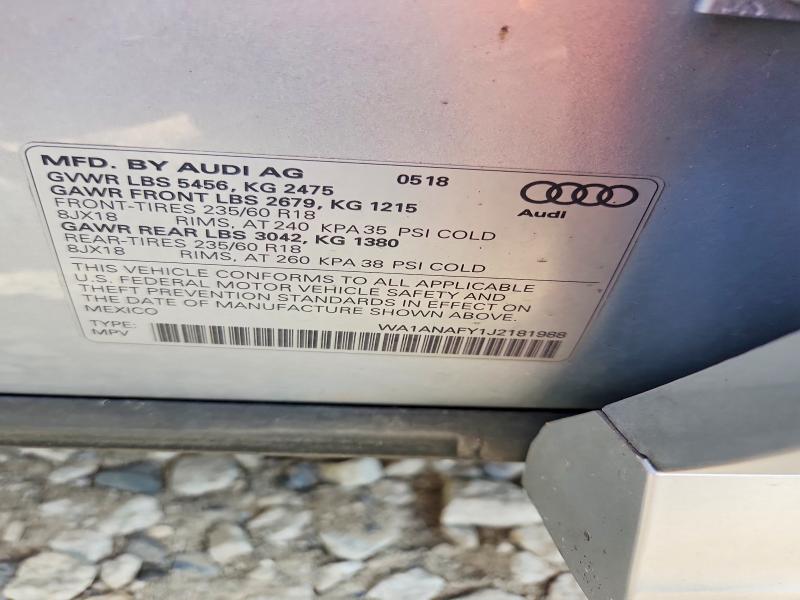 64787496 :رقم المزاد ، WA1ANAFY1J2181988 vin ، 2018 Audi Q5 مزاد بيع