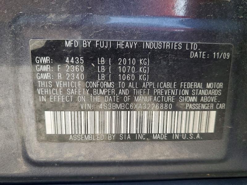 66893766 :رقم المزاد ، 4S3BMBC6XA3226880 vin ، 2010 Subaru Legacy مزاد بيع