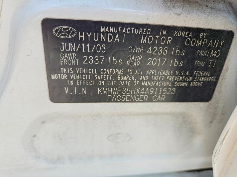 Aukcja sprzedaży 2004 Hyundai Sonata, vin: KMHWF35HX4A911523, numer aukcji: 64723676
