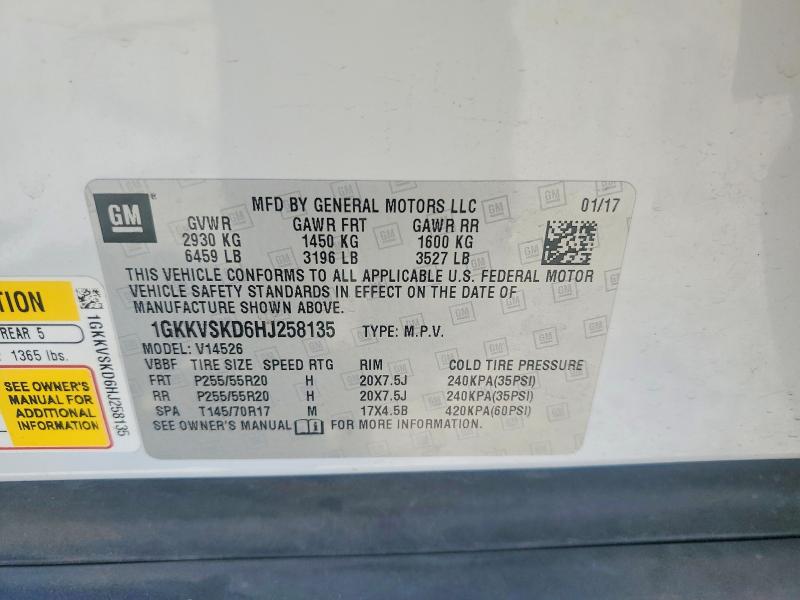 Aukcja sprzedaży 2017 Gmc Acadia Limited, vin: 1GKKVSKD6HJ258135, numer aukcji: 64617216