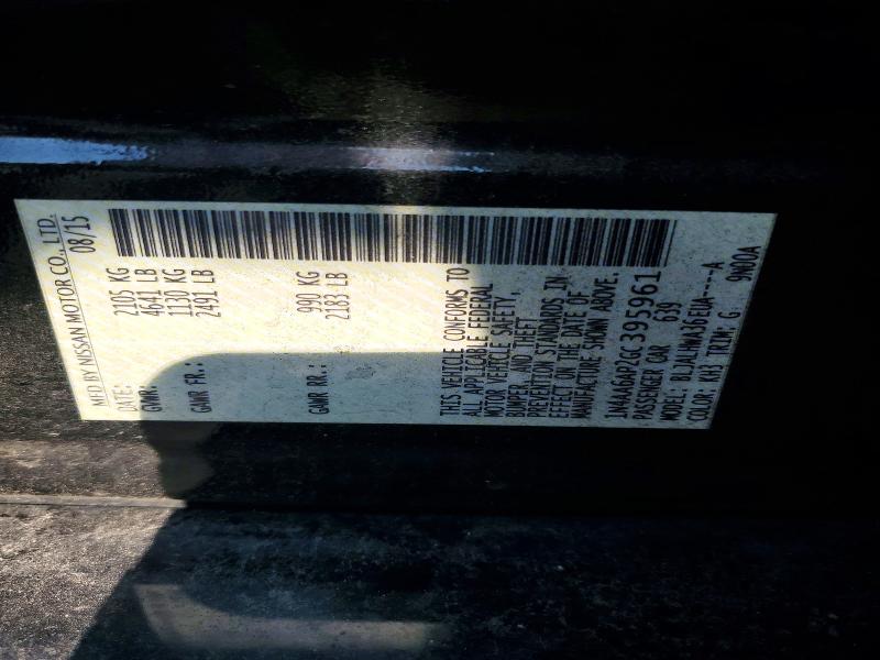 64304746 :رقم المزاد ، 1N4AA6AP2GC395961 vin ، 2016 Nissan Maxima مزاد بيع
