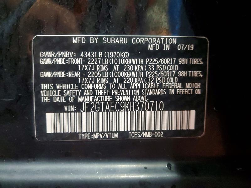 Aukcja sprzedaży 2019 Subaru Crosstrek, vin: JF2GTAEC9KH370710, numer aukcji: 66775796