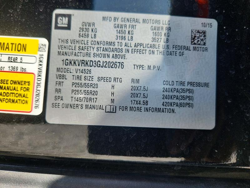 Aukcja sprzedaży 2016 Gmc Acadia, vin: 1GKKVRKD3GJ202676, numer aukcji: 64972816