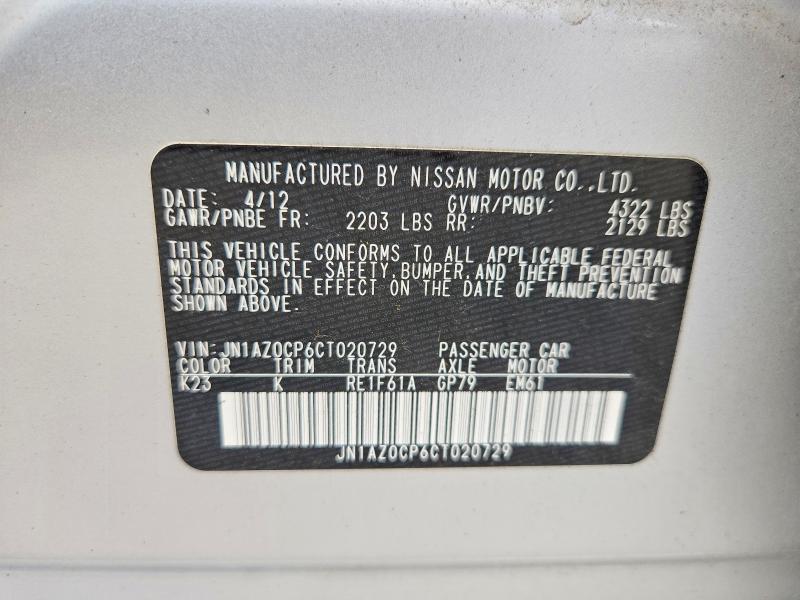 Продажа на аукционе авто 2012 Nissan Leaf, vin: JN1AZ0CP6CT020729, номер лота: 63606606