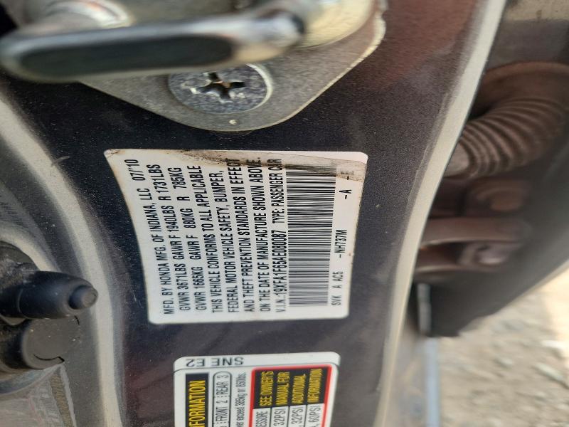 66445276 :رقم المزاد ، 19XFA1F65AE080087 vin ، 2010 Honda Civic مزاد بيع