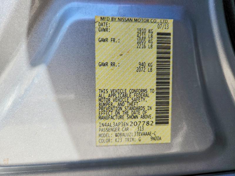 Продаж на аукціоні авто 2014 Nissan Altima, vin: 1N4AL3AP3EN207782, номер лоту: 66303026