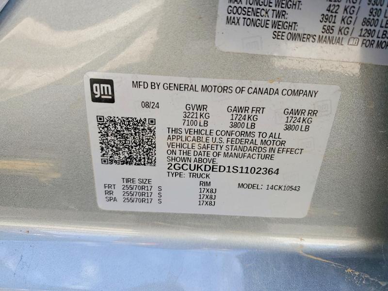 Aukcja sprzedaży 2025 Chevrolet Silverado, vin: 2GCUKDED1S1102364, numer aukcji: 64956406