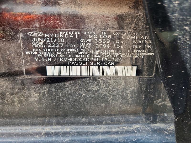2010 Hyundai Elantra მანქანა იყიდება აუქციონზე, vin: KMHDU4AD7AU134346, აუქციონის ნომერი: 66811966