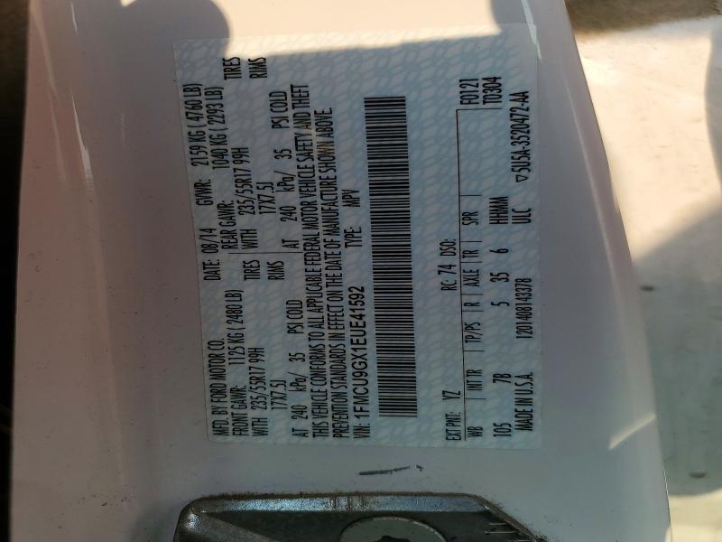65030486 :رقم المزاد ، 1FMCU9GX1EUE41592 vin ، 2014 Ford Escape مزاد بيع
