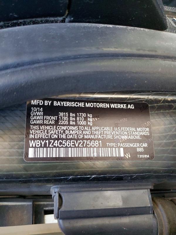 Aukcja sprzedaży 2014 Bmw I3, vin: WBY1Z4C56EV275681, numer aukcji: 65507866