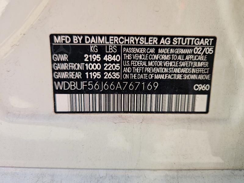 Aukcja sprzedaży 2006 Mercedes-benz E, vin: WDBUF56J66A767169, numer aukcji: 63408776