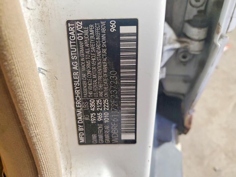 65269386 :رقم المزاد ، WDBRF61J72F237230 vin ، 2002 Mercedes-benz C مزاد بيع