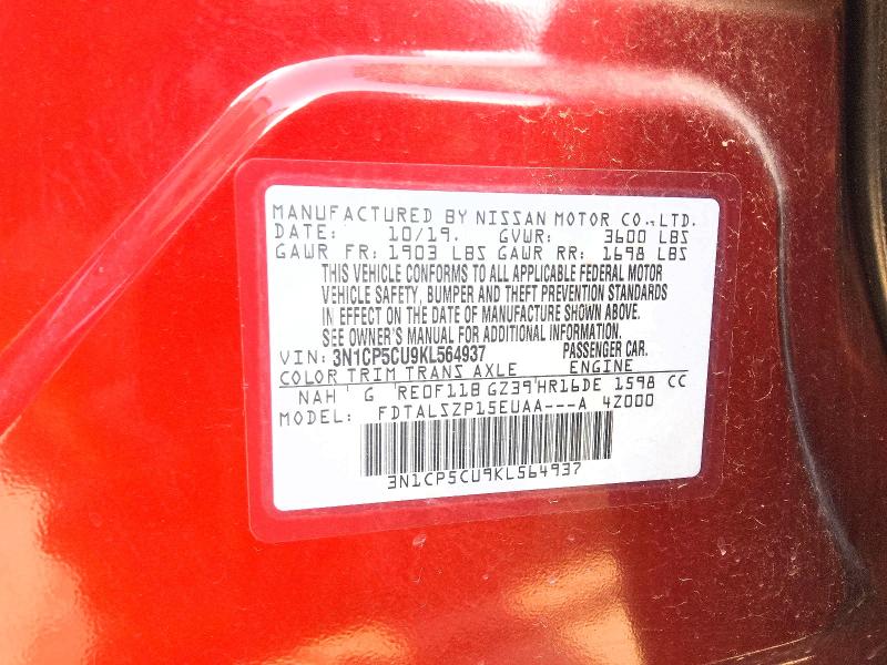Продажа на аукционе авто 2019 Nissan Kicks, vin: 3N1CP5CU9KL564937, номер лота: 65563136