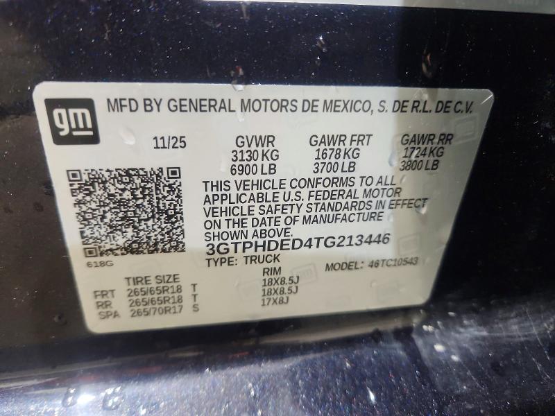 Aukcja sprzedaży 2026 Gmc Sierra, vin: 3GTPHDED4TG213446, numer aukcji: 65270306