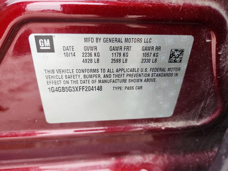 Aukcja sprzedaży 2015 Buick Lacrosse, vin: 1G4GB5G3XFF204148, numer aukcji: 64960986