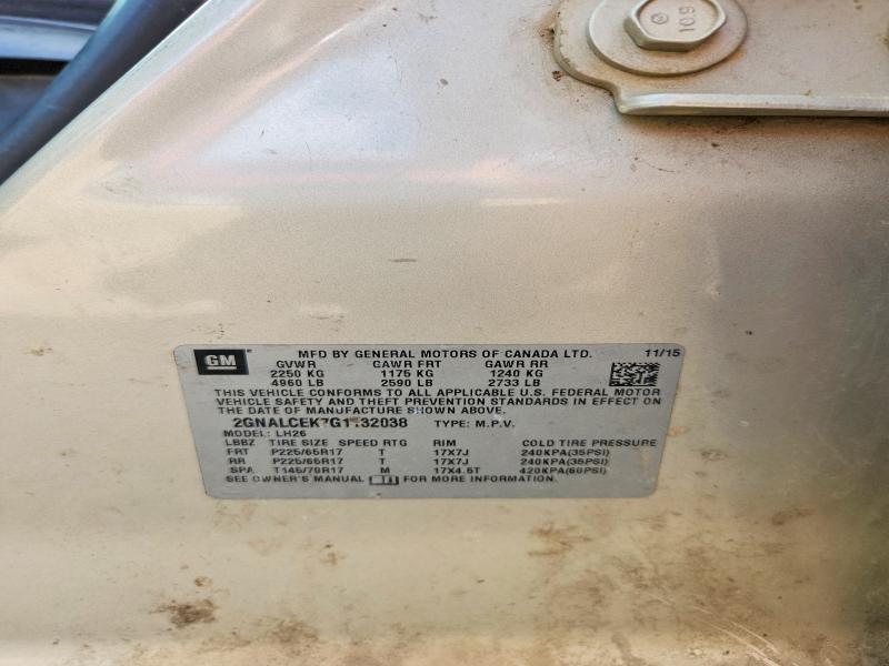 Продажа на аукционе авто 2016 Chevrolet Equinox, vin: 2GNALCEK7G1132038, номер лота: 63020436