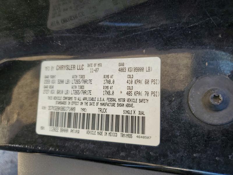 64663036 :رقم المزاد ، 3D7KS28A38G171009 vin ، 2008 Dodge Ram 2500 مزاد بيع