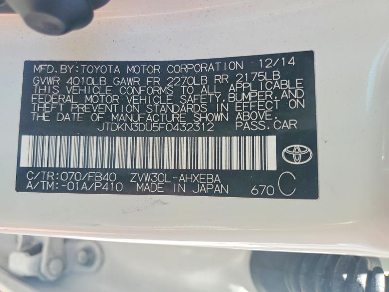 63735946 :رقم المزاد ، JTDKN3DU5F0432312 vin ، 2015 Toyota Prius مزاد بيع