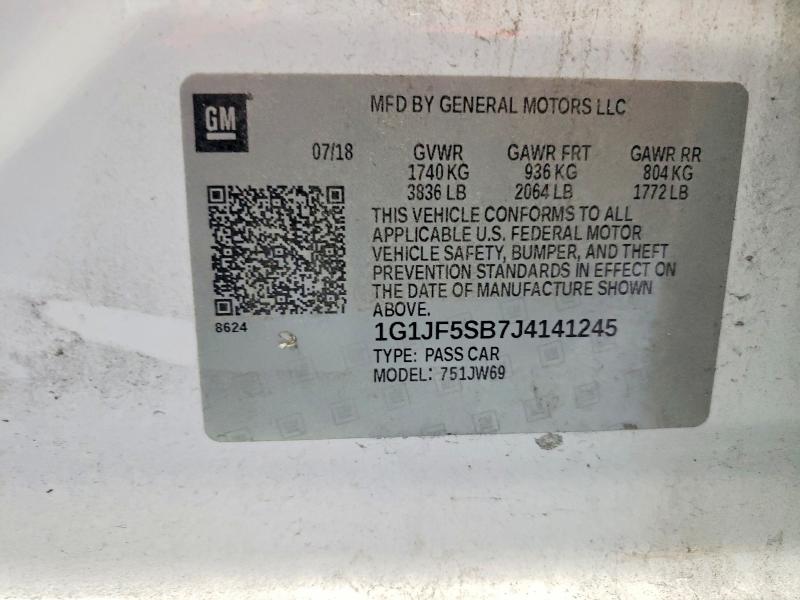 2018 Chevrolet Sonic მანქანა იყიდება აუქციონზე, vin: 1G1JF5SB7J4141245, აუქციონის ნომერი: 65558796