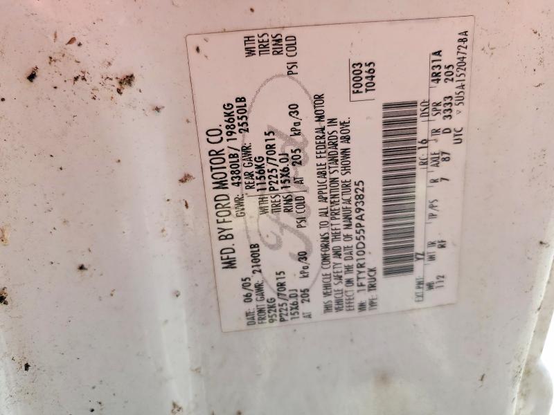 2005 Ford Ranger მანქანა იყიდება აუქციონზე, vin: 1FTYR10D55PA93825, აუქციონის ნომერი: 64478866