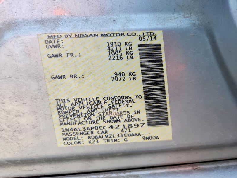 Продажа на аукционе авто 2014 Nissan Altima, vin: 1N4AL3AP0EC421897, номер лота: 66096126