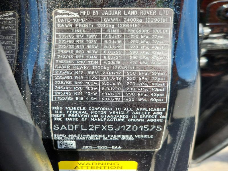 63948696 :رقم المزاد ، SADFL2FX5J1Z01575 vin ، 2018 Jaguar E-pace مزاد بيع