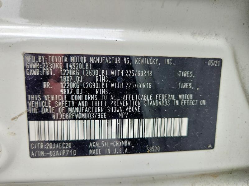 Продаж на аукціоні авто 2021 Toyota Rav4, vin: 4T3E6RFV0MU037966, номер лоту: 64453876