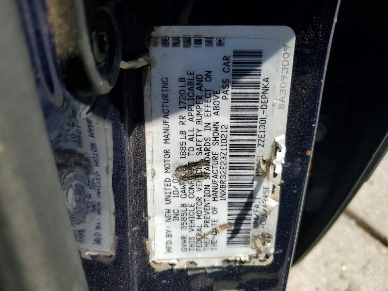 Продажа на аукционе авто 2003 Toyota Corolla, vin: 1NXBR32E23Z110212, номер лота: 64461386